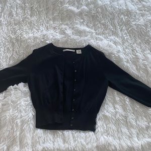 Cropped black cotton cardigan xs